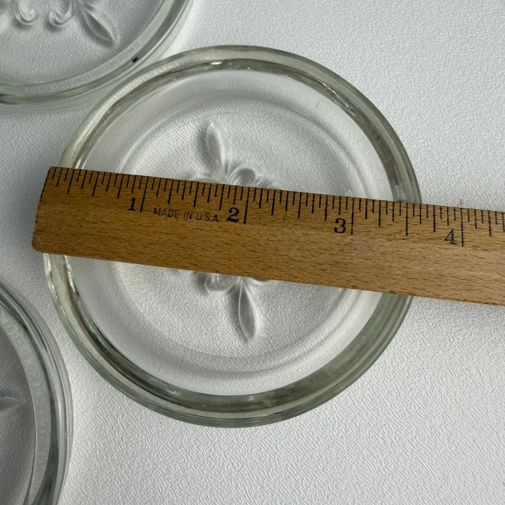 Princess House Coasters Clear Glass Etched Fleur-de-lis Set of 4 Vintage